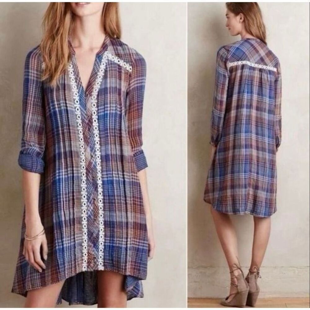 Anthropologie Holding Horses Abita Plaid Dress size medium